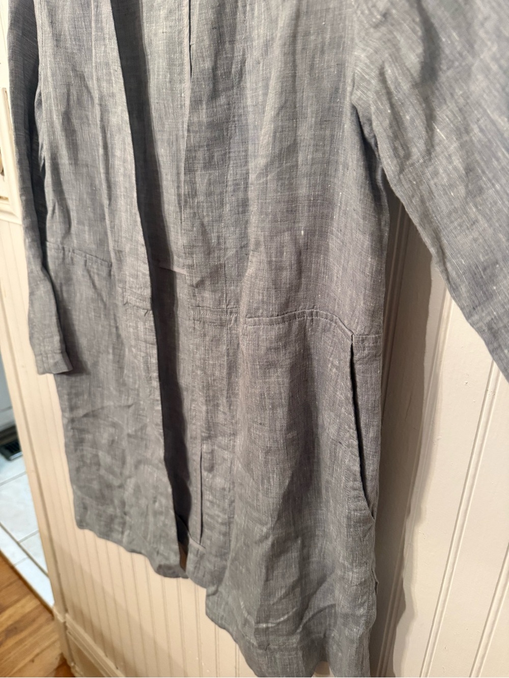 Eileen Fisher 100% Linen Chambray Open Front Jacket PP - Picture 4 of 5
